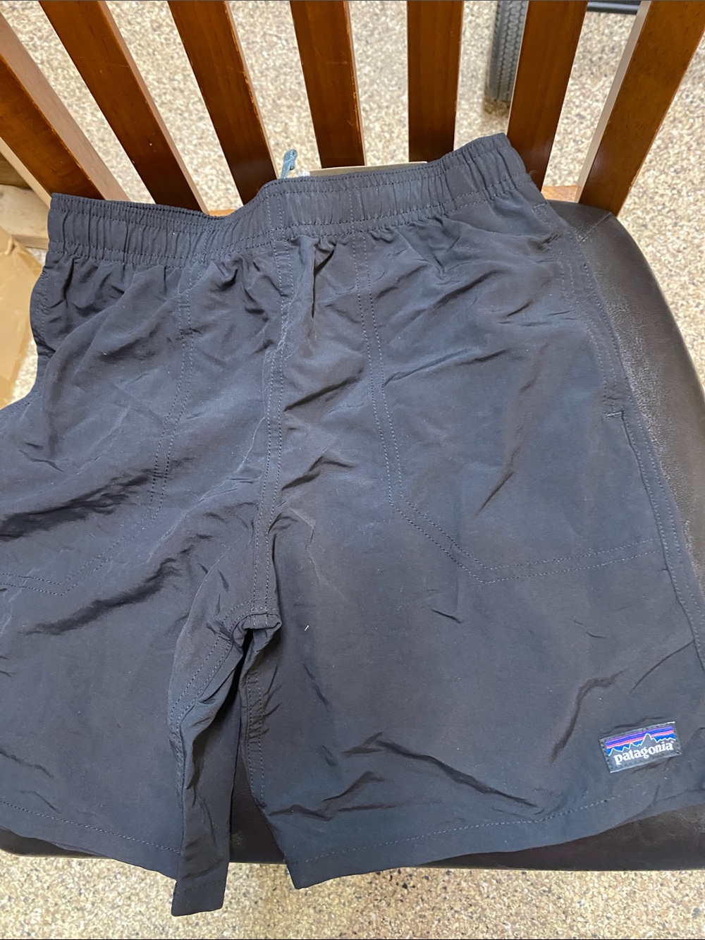 Patagonia Kids Black Athletic Shorts with Logo Patch